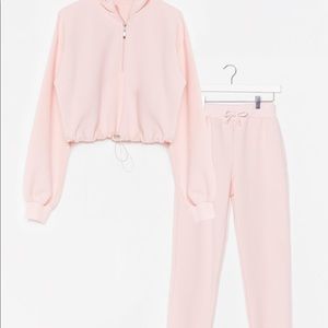 NWOT Nasty Gal Half Zip Crop Sweatshirt & Sweatpants Set